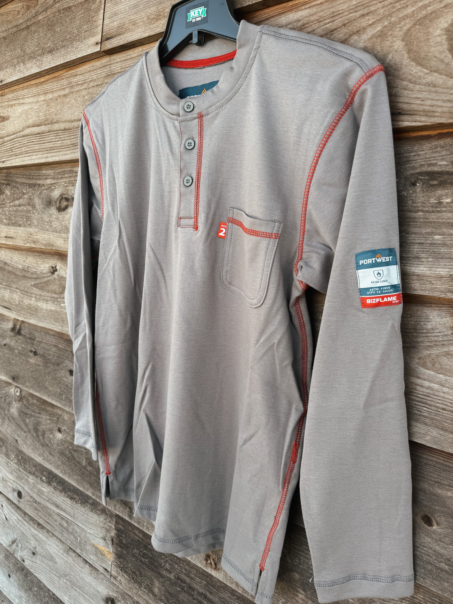 FR02GRR | FR Bizflame Knit Henley in Gray