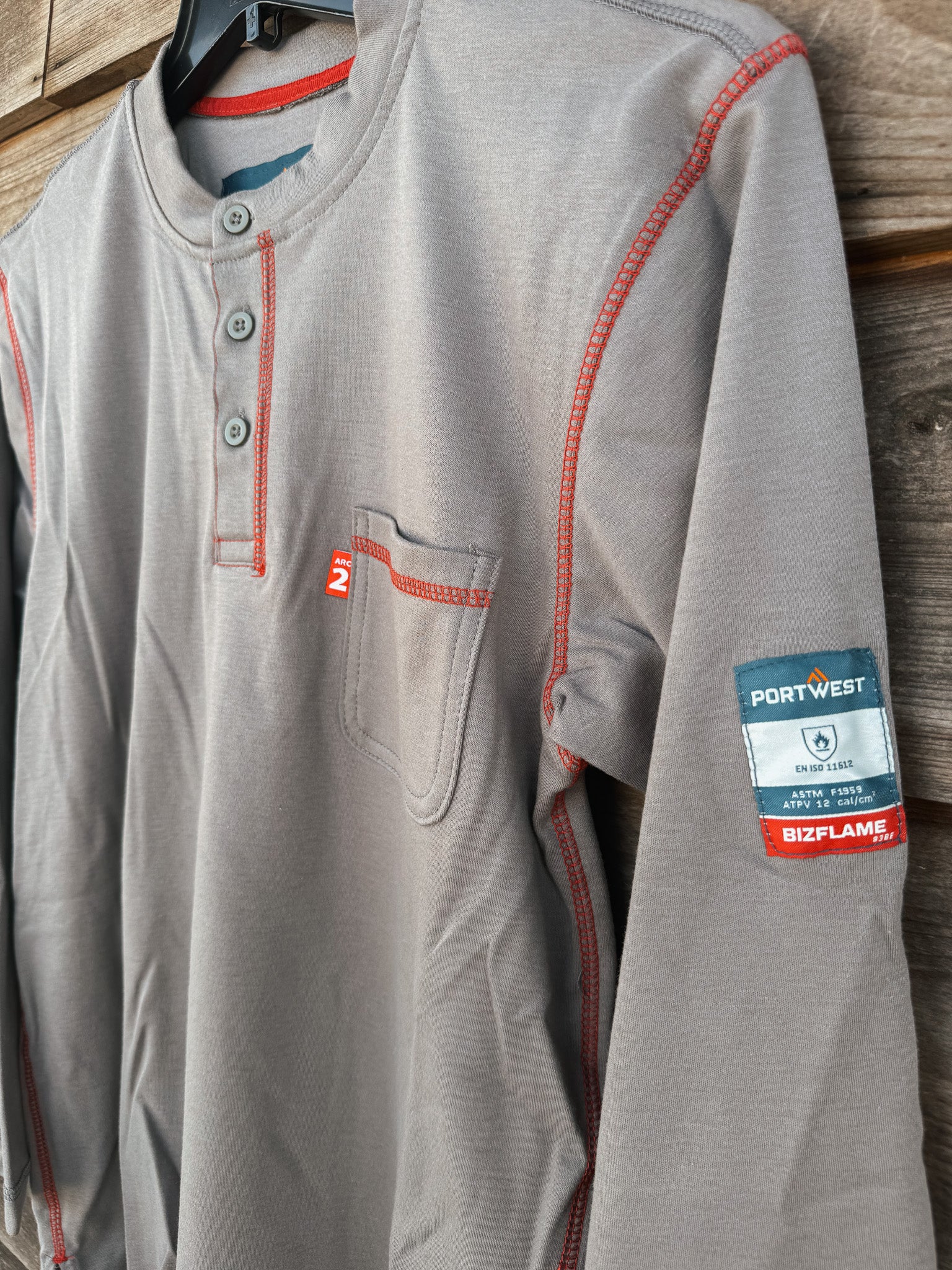 FR02GRR | FR Bizflame Knit Henley in Gray