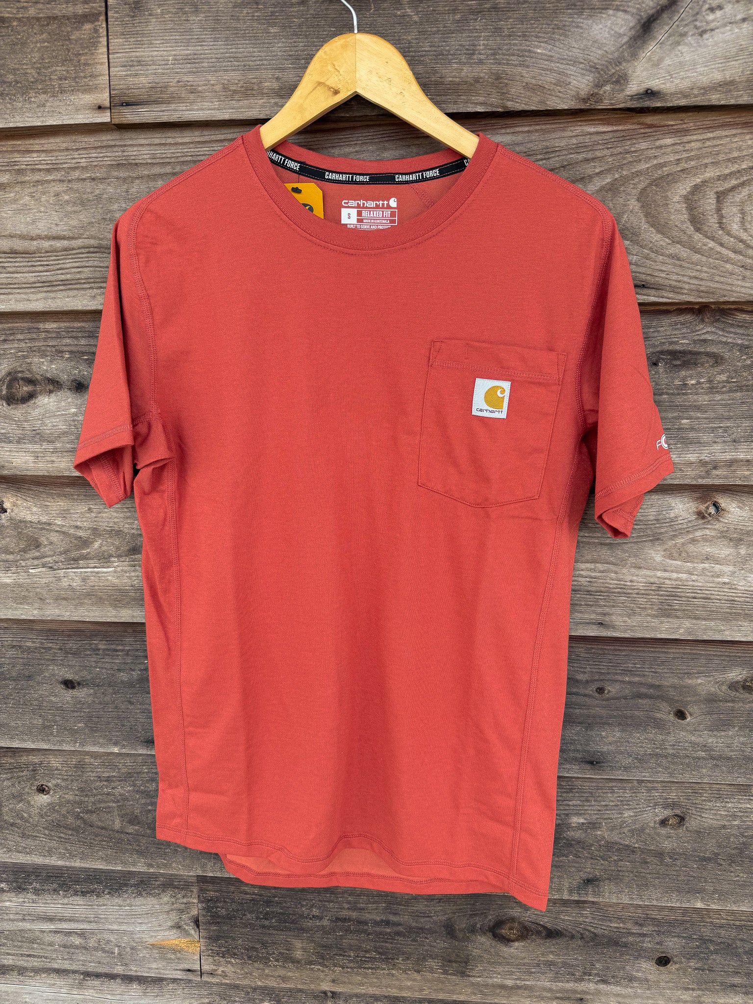 106652-RB6 | Force Relaxed Fit Midweight Pocket T-Shirt in Saddle Red Heather