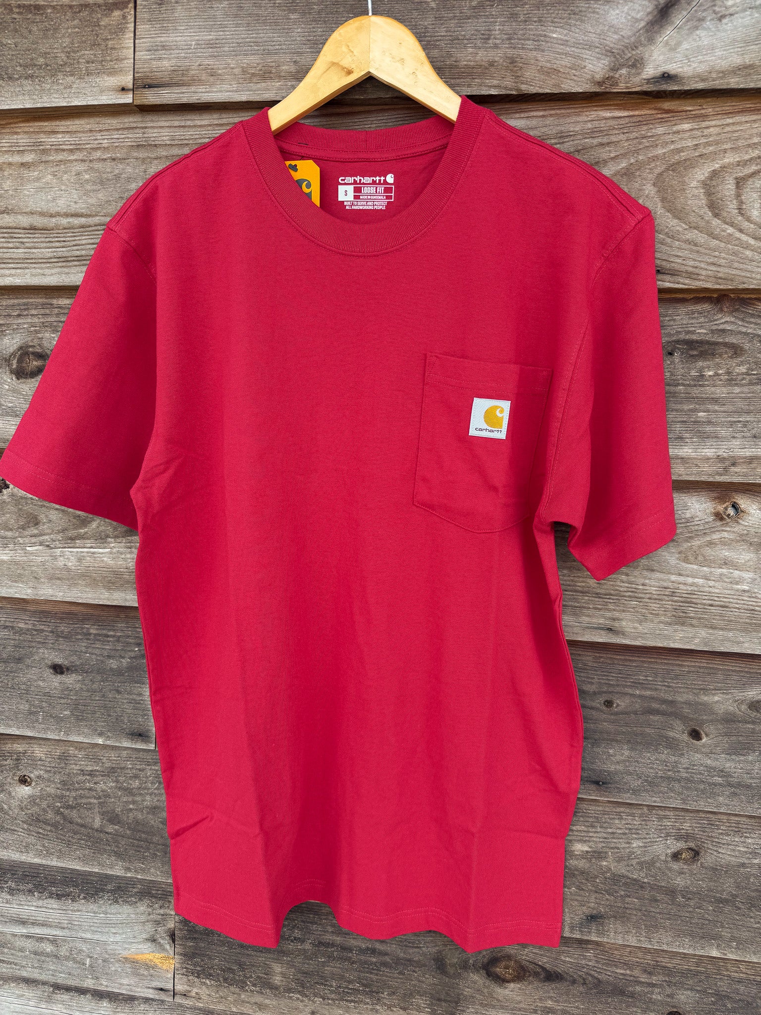K87-R59 | Loose Fit Heavyweight Short-Sleeve Pocket T-Shirt in Industry Red