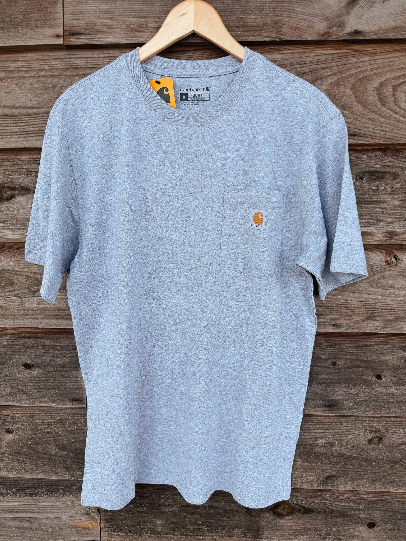 K87-HGY | Loose Fit Heavyweight Short-Sleeve Pocket T-Shirt in Heather Grey