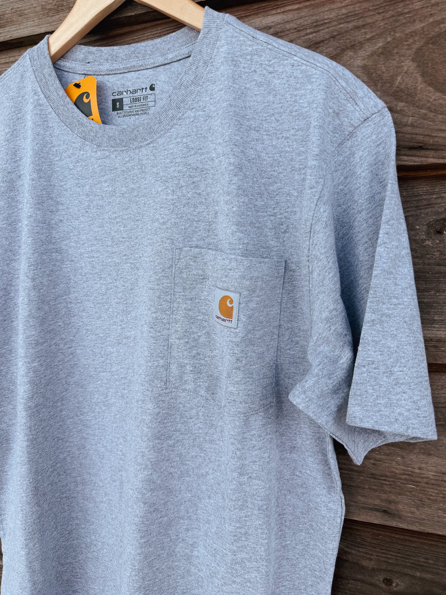 K87-HGY | Loose Fit Heavyweight Short-Sleeve Pocket T-Shirt in Heather Grey