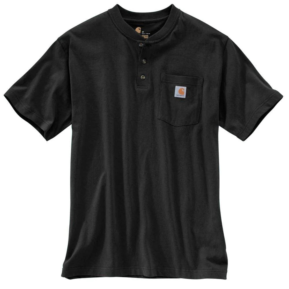 K84-BLK | Loose Fit Heavyweight Short Sleeve Pocket Henley T-Shirt in Black