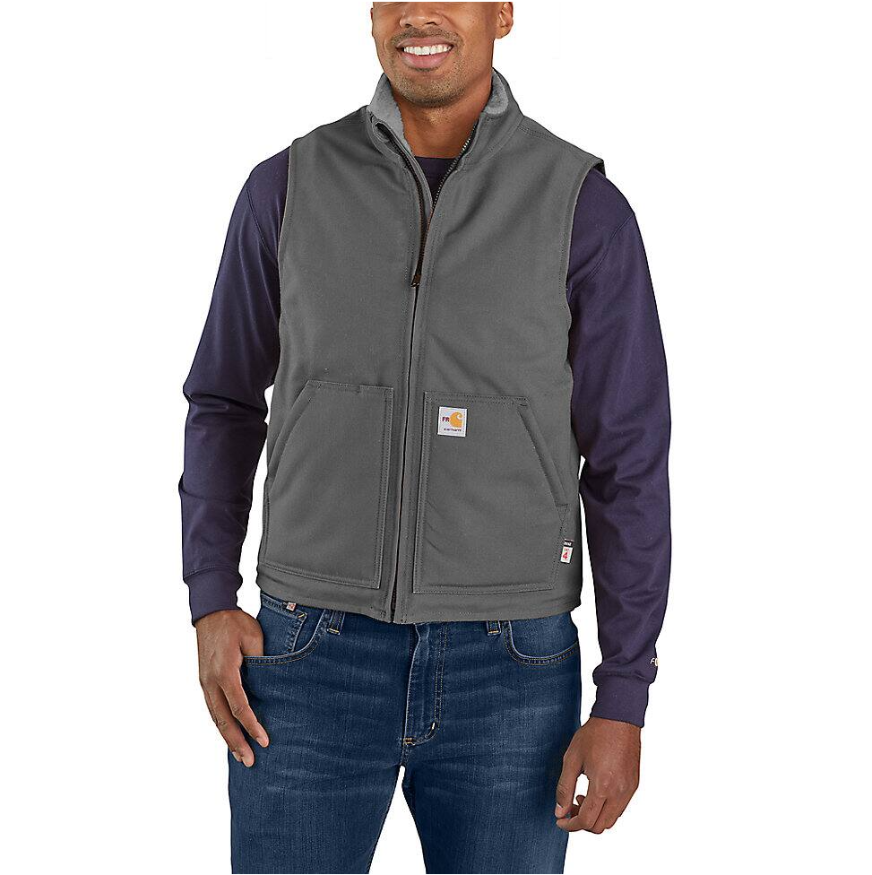 C104981-GVL | FR Duck Sherpa Lined Vest in Gravel