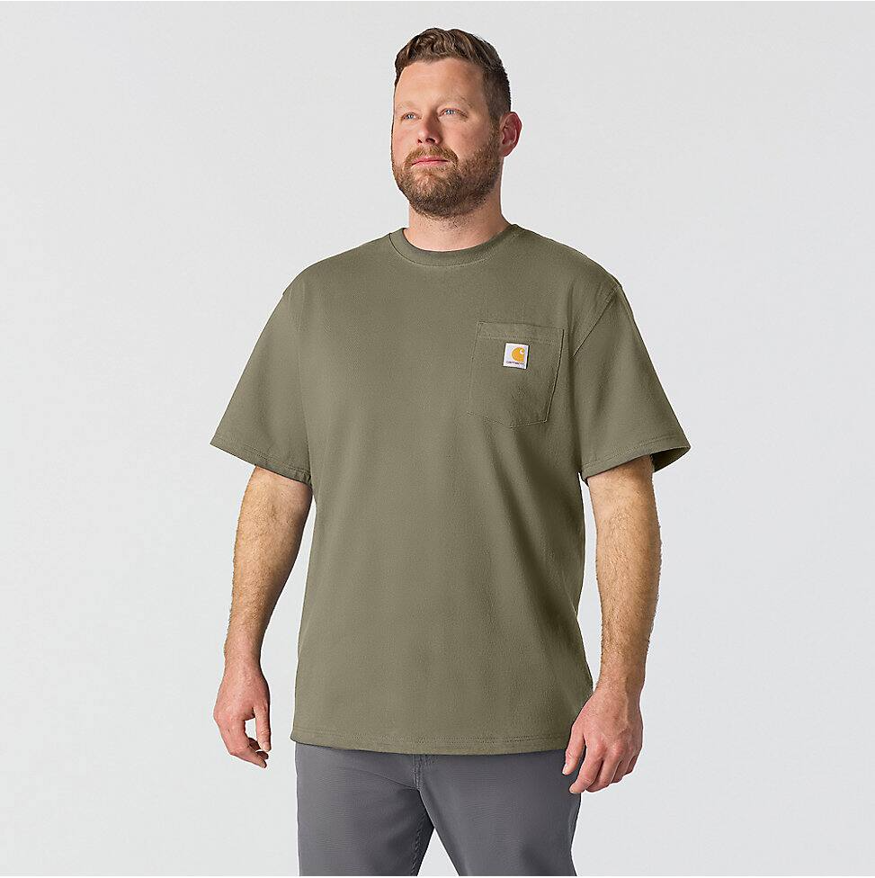 K87-Dov | Loose Fit Heavyweight Short-Sleeve Pocket T-Shirt in Dusty Olive