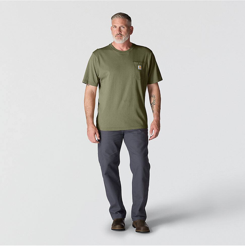 K87-Dov | Loose Fit Heavyweight Short-Sleeve Pocket T-Shirt in Dusty Olive