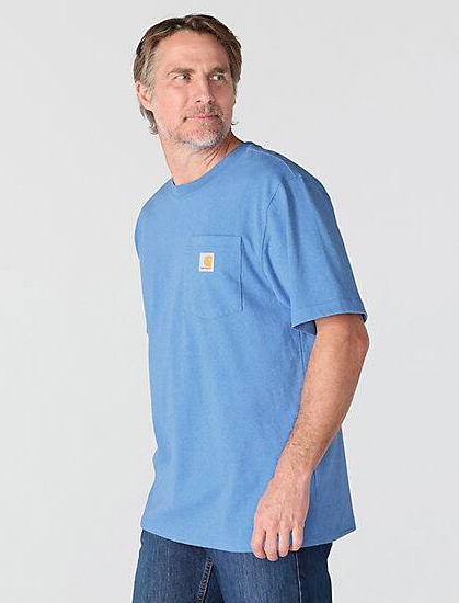 K87-HX6 | Loose Fit Heavyweight Pocket T-Shirt in Deep Workwear Blue Heather