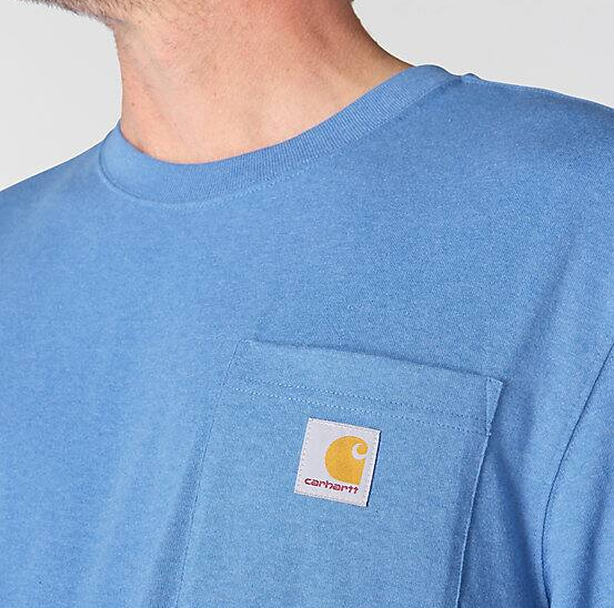 K87-HX6 | Loose Fit Heavyweight Pocket T-Shirt in Deep Workwear Blue Heather