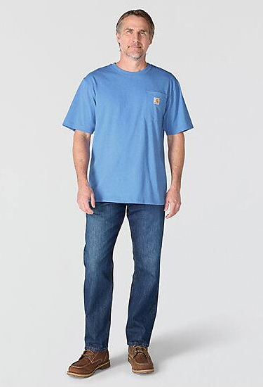 K87-HX6 | Loose Fit Heavyweight Pocket T-Shirt in Deep Workwear Blue Heather
