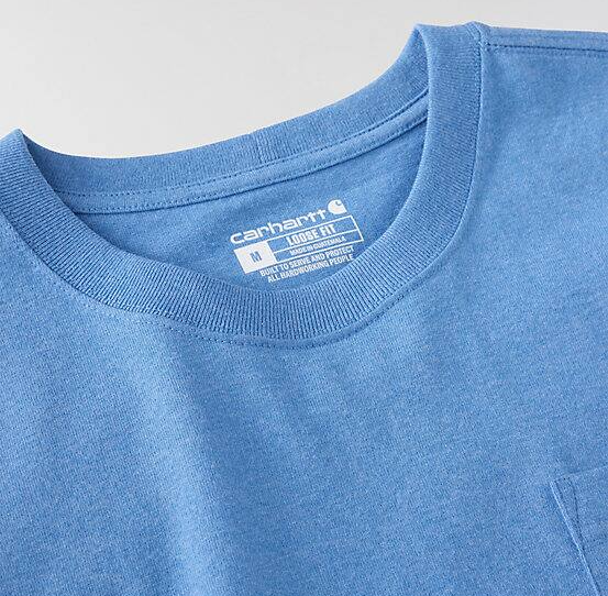 K87-HX6 | Loose Fit Heavyweight Pocket T-Shirt in Deep Workwear Blue Heather