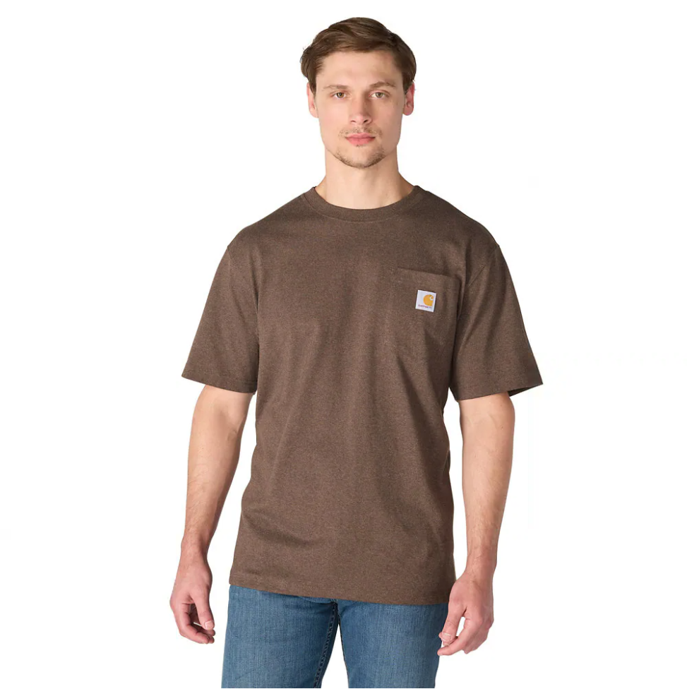 K87-HS2 | Loose Fit Heavyweight Short-Sleeve Pocket T-Shirt in Dark Clove Heather