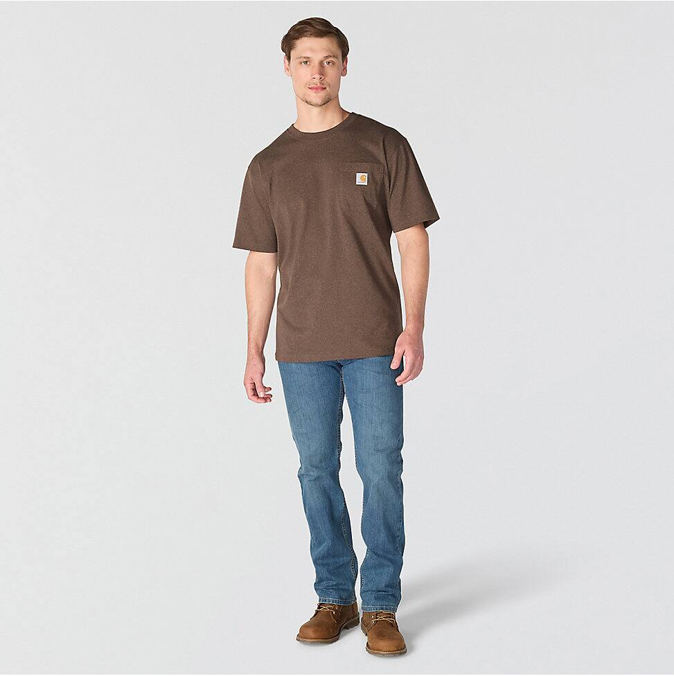 K87-HS2 | Loose Fit Heavyweight Short-Sleeve Pocket T-Shirt in Dark Clove Heather
