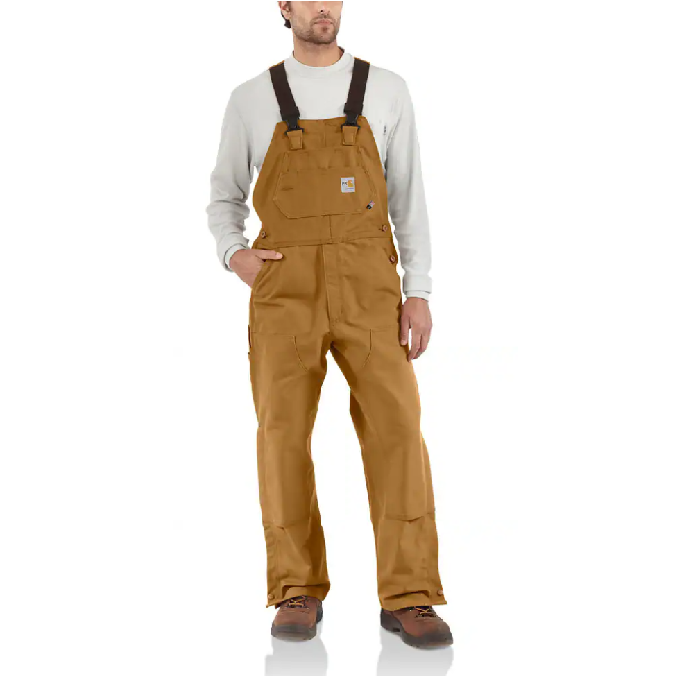 101627-211 | FR Duck Bib Unlined Overall in Carhartt Brown