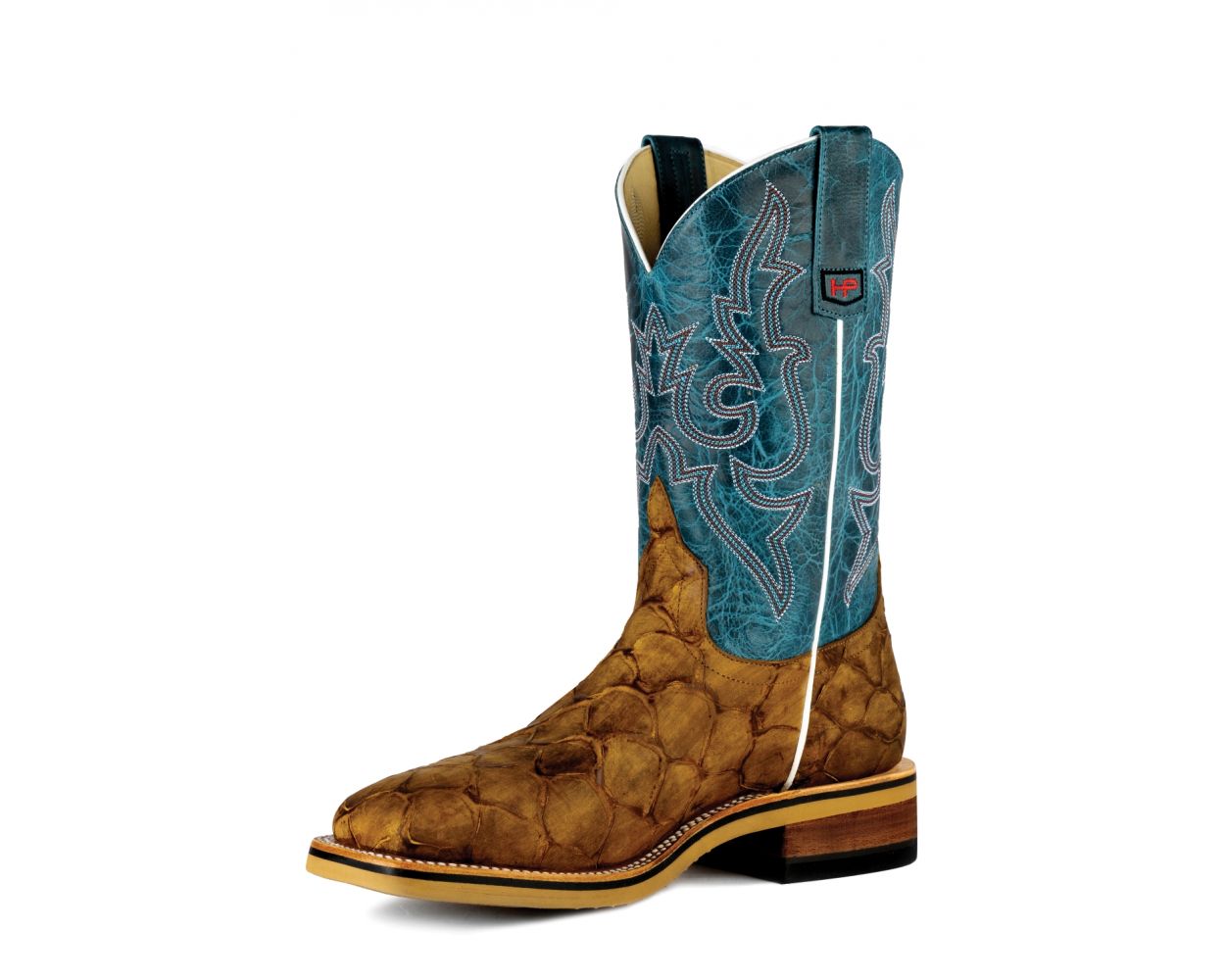 HPW2500 | Honey Fish Print Square Steel Toe Work Boots